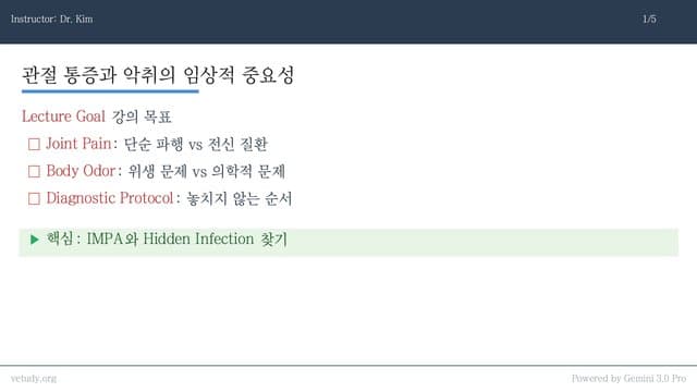 관절 통증과 악취: 임상적 접근의 정석