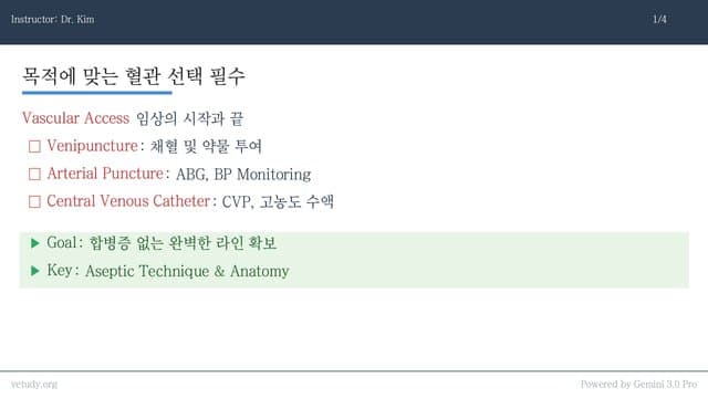혈관 확보의 정석: 말초부터 중심정맥(CVP)까지 완벽 공략