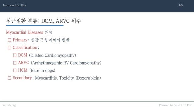 개 심근질환 완벽 정리: DCM부터 ARVC까지