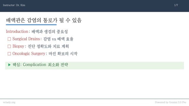 외과적 배액관 관리와 생검의 원칙