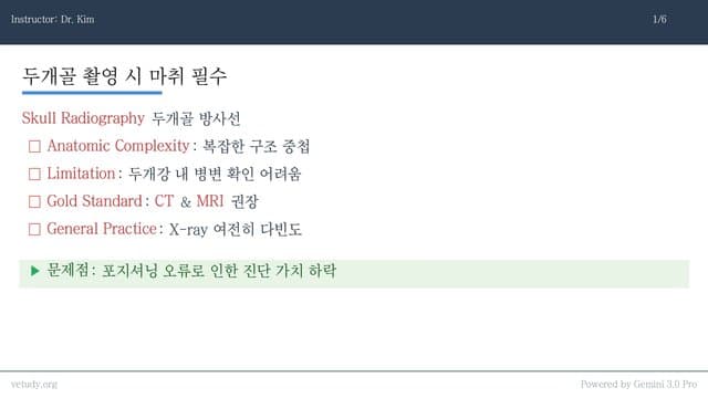 두개골 및 척추 방사선: 촬영과 판독